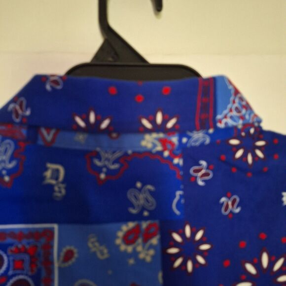Dogg Supply Snoop Dogg Men's Shirt Blue Patchwork Paisley Pattern Size XL NWT - Picture 8 of 9